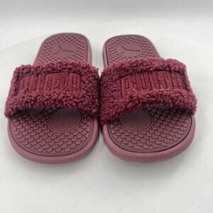 PUMA Women's Cool Cat Sherpa Slide Wine/Purple Sandal Size 5